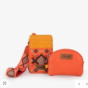 Wrangler Orange and Red Patterned Wallet Set